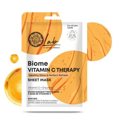 Natura Siberica Lab Biome Vitamin C Therapy fátyolmaszk enzimekkel, 25 g