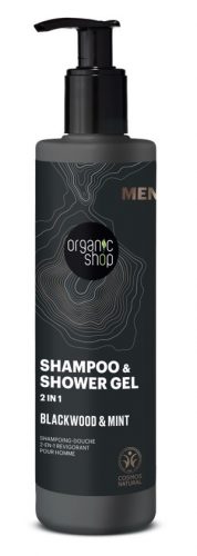 Organic Shop Men 2 in 1 sampon és tusfürdő tölgyfakéreg-kivonattal és mentával, 280 ml