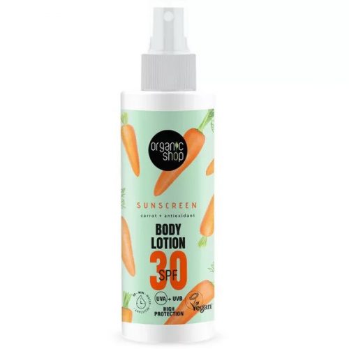 Organic Shop fényvédő testápoló sárgarépával SPF30, 150 ml