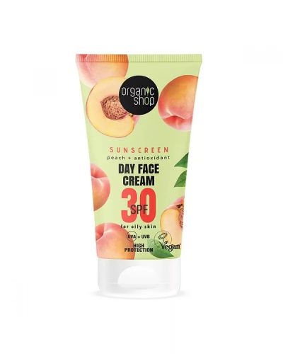 Organic Shop fényvédő nappali arckrém őszibarackkal SPF30 (zsíros bőrre), 50 ml