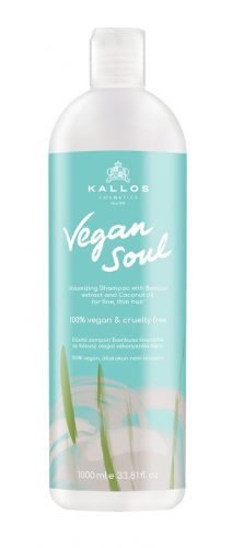 Kallos Vegan Soul dúsító sampon bambusz kivonattal és kókuszolajjal vékonyszálú hajra, 1 l